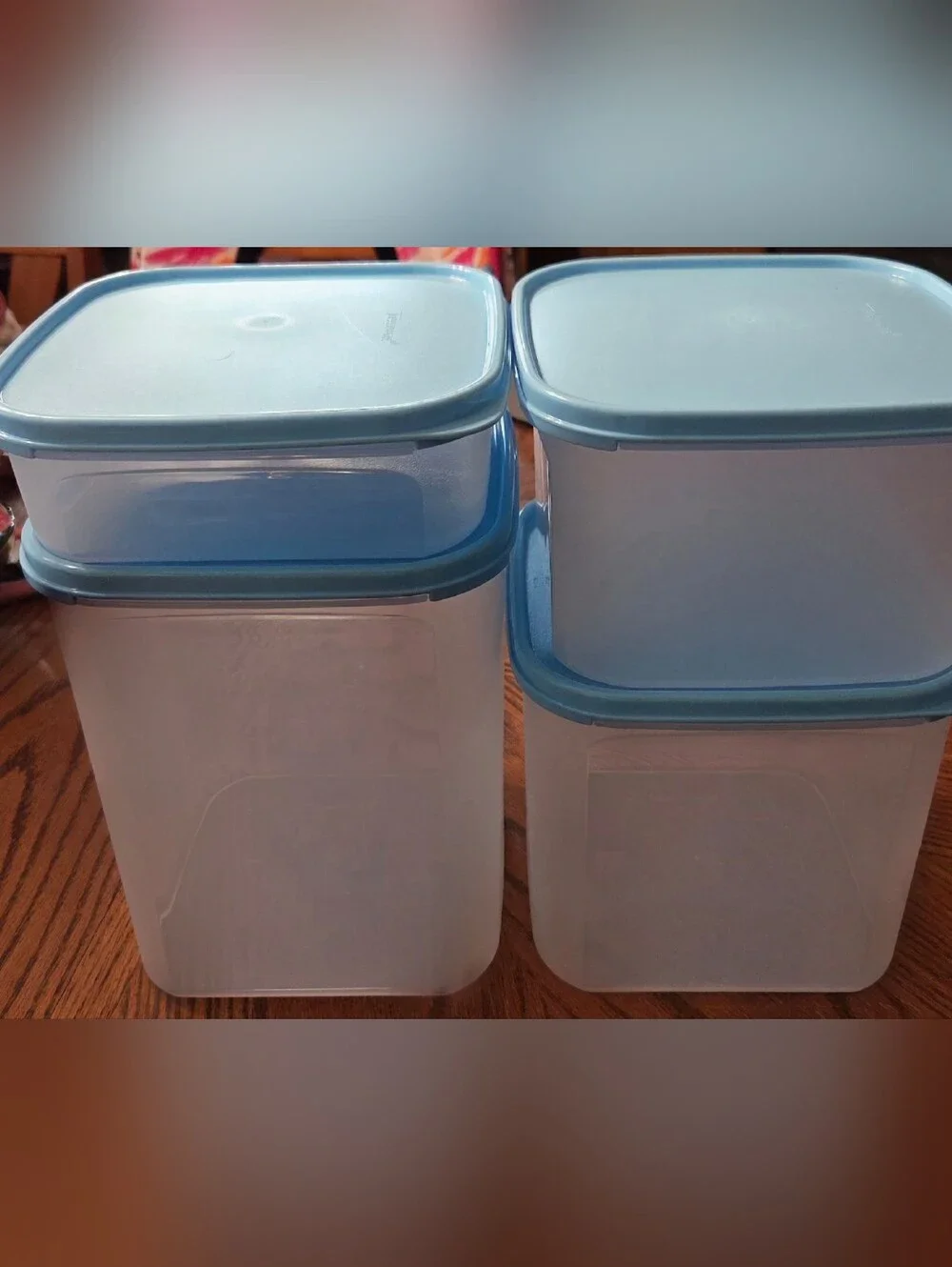Tupperware Modular Mate Square Set/4 Serene Sky Seals NWT